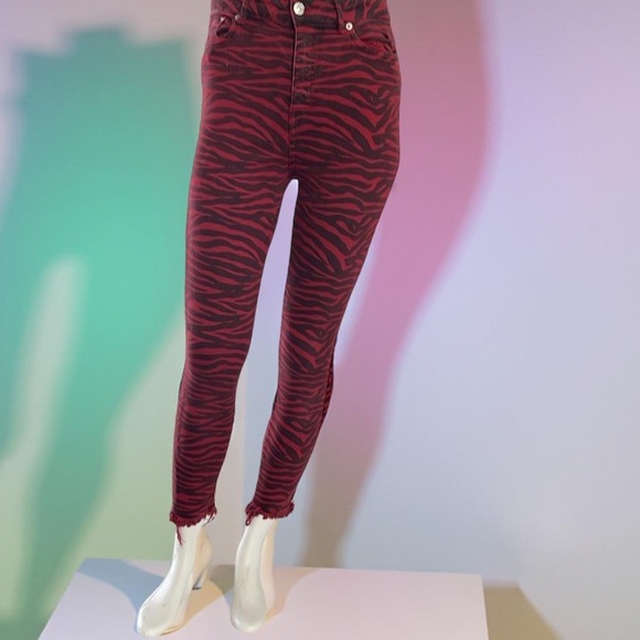 Zara Denim - Zara woman Red Zebra Print Women's Jeans size 2